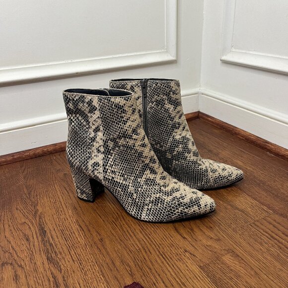 Seychelles Neutral snake skin heeled boots size 7.5 - Picture 1 of 6